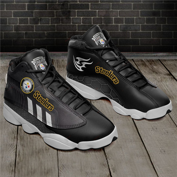 Women's Pittsburgh Steelers AJ13 Series High Top Leather Sneakers 003